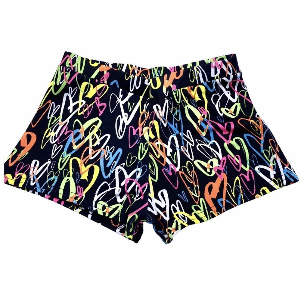 Womens Cheer Dance Boy Cut Hot Pants Hearts Low Rise Small JB Bloomers